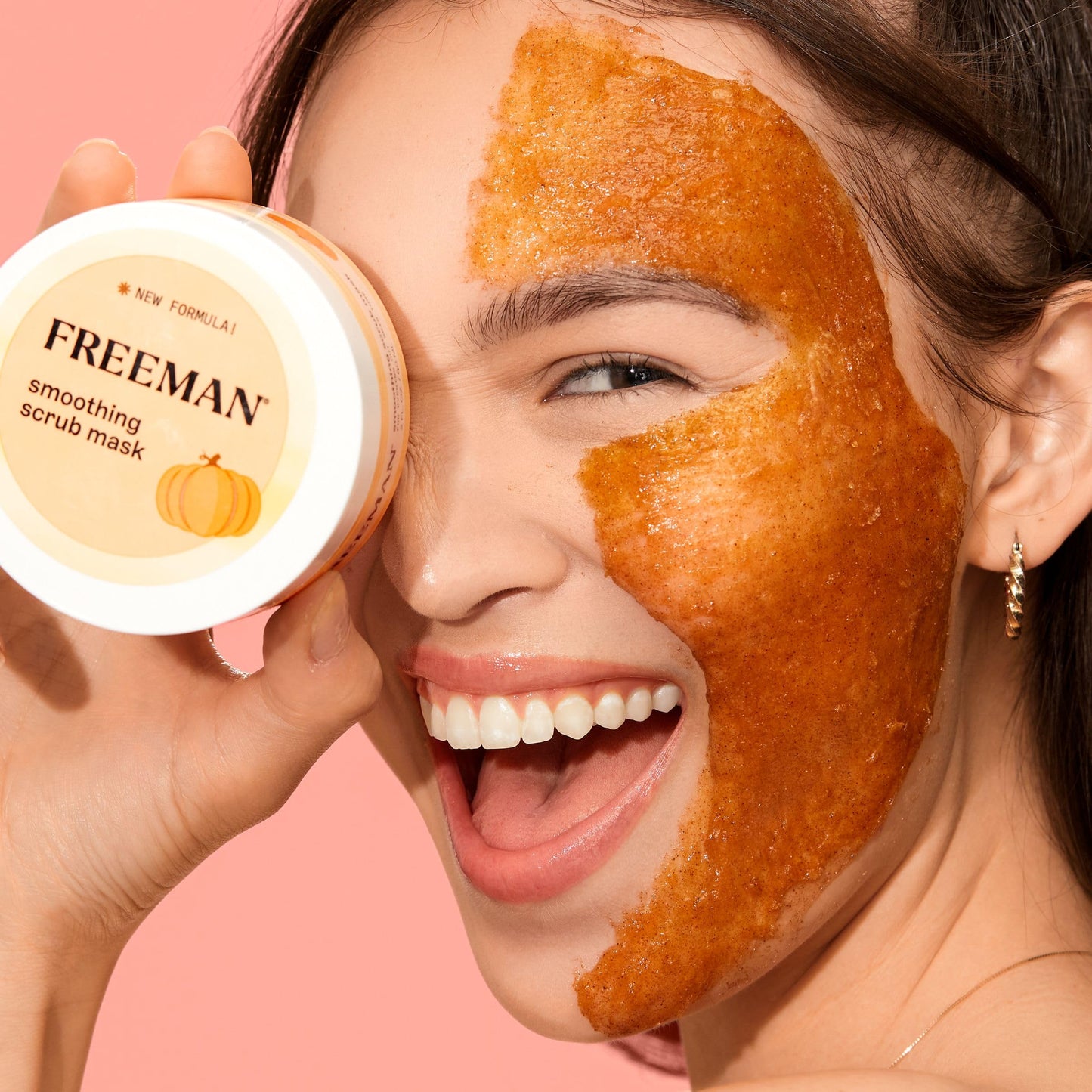 Freeman Smoothing Scrub Mask, Facial Mask & Face Scrub For Exfoliating Skin, Improve Skin Tone, Pumpkin Enzymes & AHAs, Travel Size Skincare, Vegan