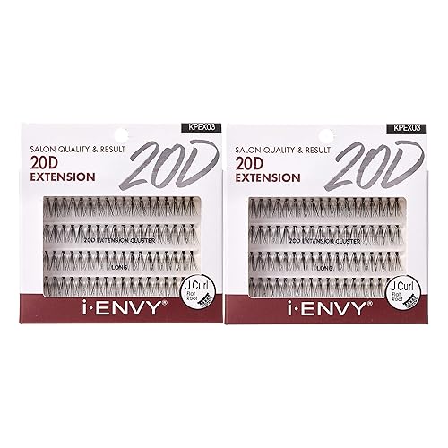 i-ENVY 20D Extension Cluster Individual Lashes (Long, 2 PACK) Flat Root Seamless Application Perfect For DIY Lash Extension
