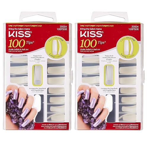 Kiss 100 Tips Curve Overlap Long Length (Pack of 2) Beauty & Personal Care KISS