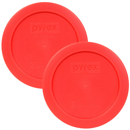 Pyrex 7200-PC 2-Cup Red Food Storage Replacement Lid (2-Pack) - Made in USA