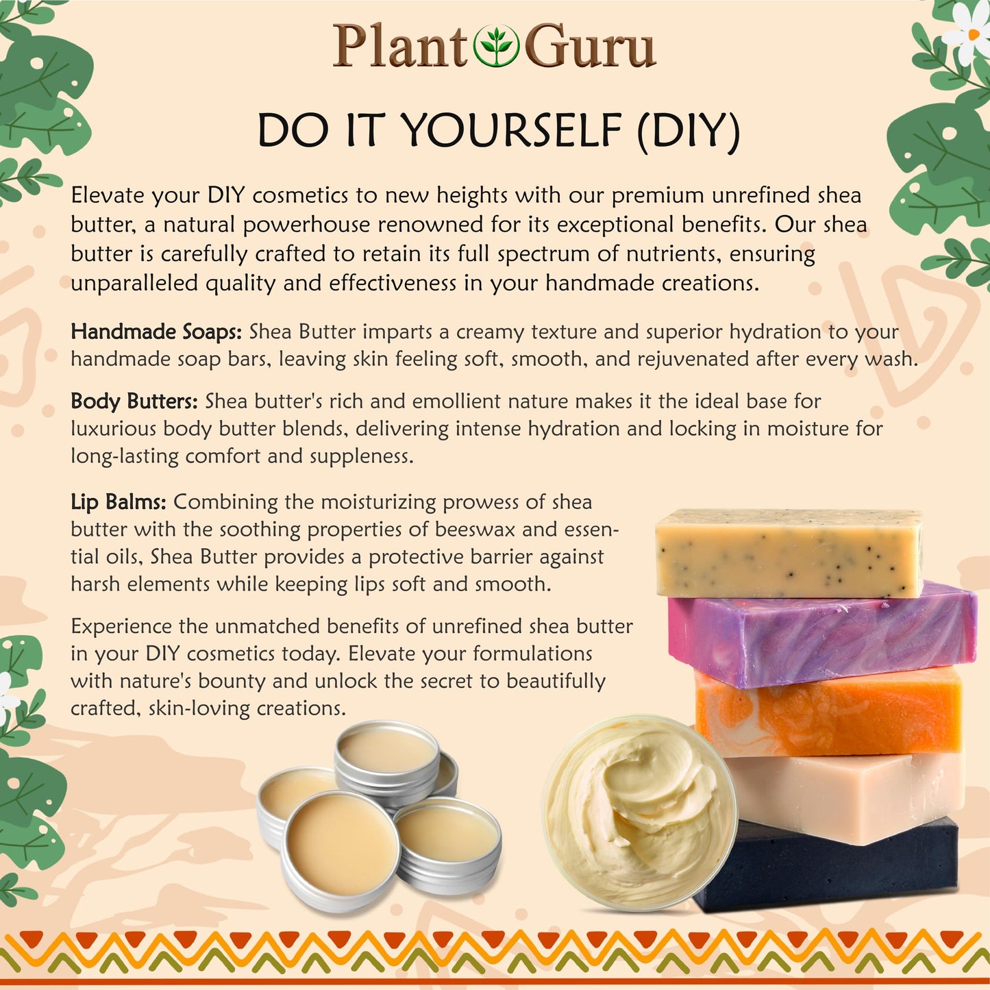 African Shea Butter Raw Unrefined 100% Pure Natural Organic Ivory Grade A - 4 oz - DIY Body Butters, Lotion, Cream, lip Balm & Soap Making Supplies Beauty & Personal Care Plant Guru