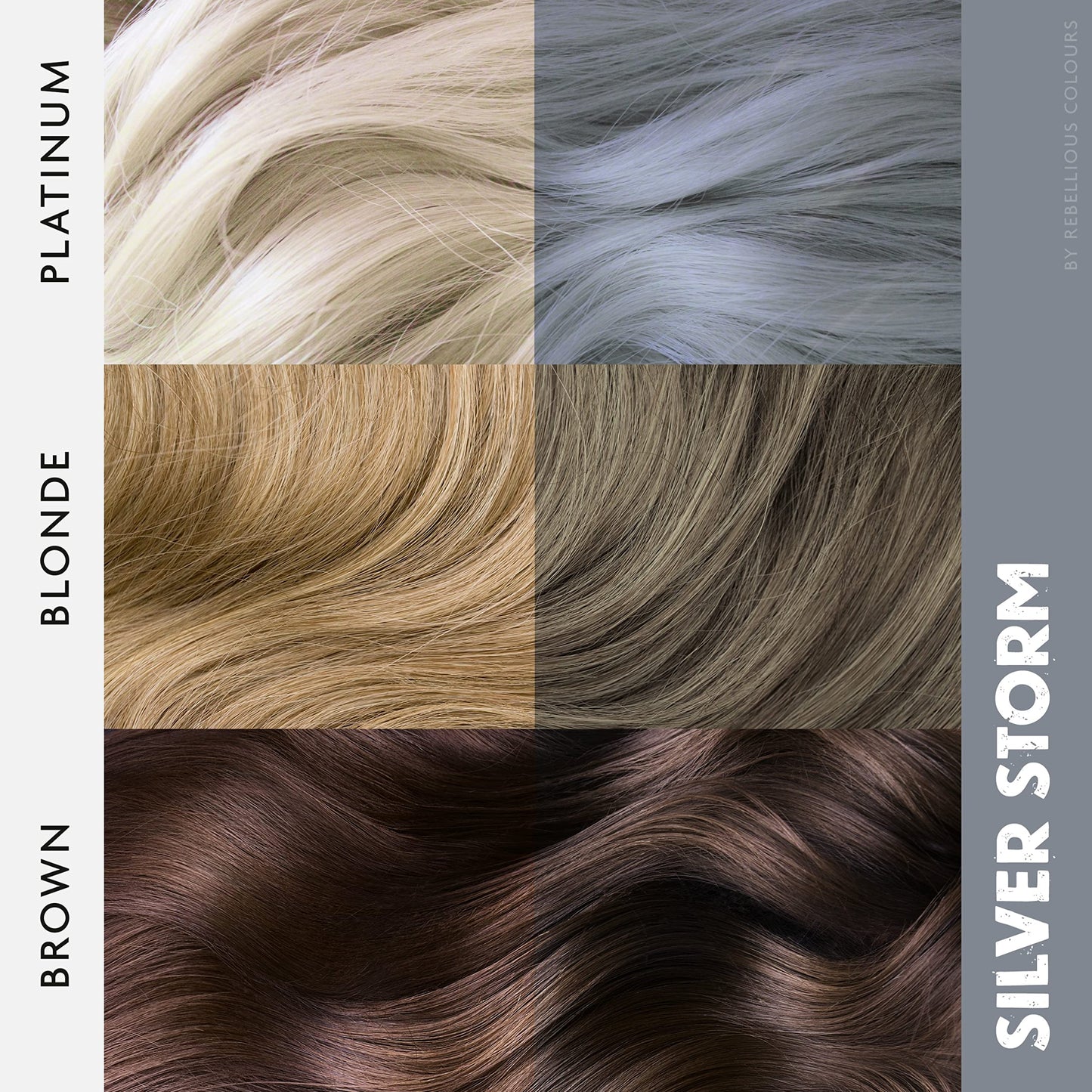 Rebellious Colours 100% Vegan Semi Permanent Hair Dye Colour 70ml (Silver Storm)