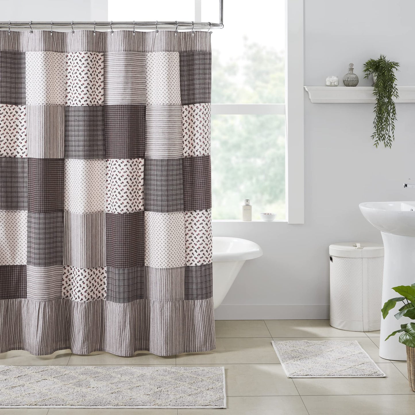 VHC Brands Florette Patchwork Shower Curtain 72x72