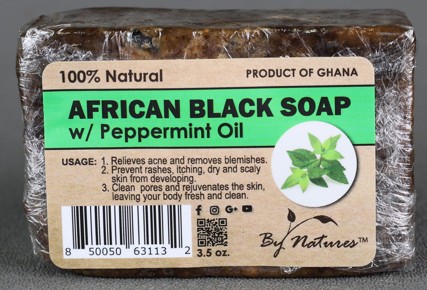 By Natures African Black Soap Peppermint Oil 3.5 Oz (Pack of 1)