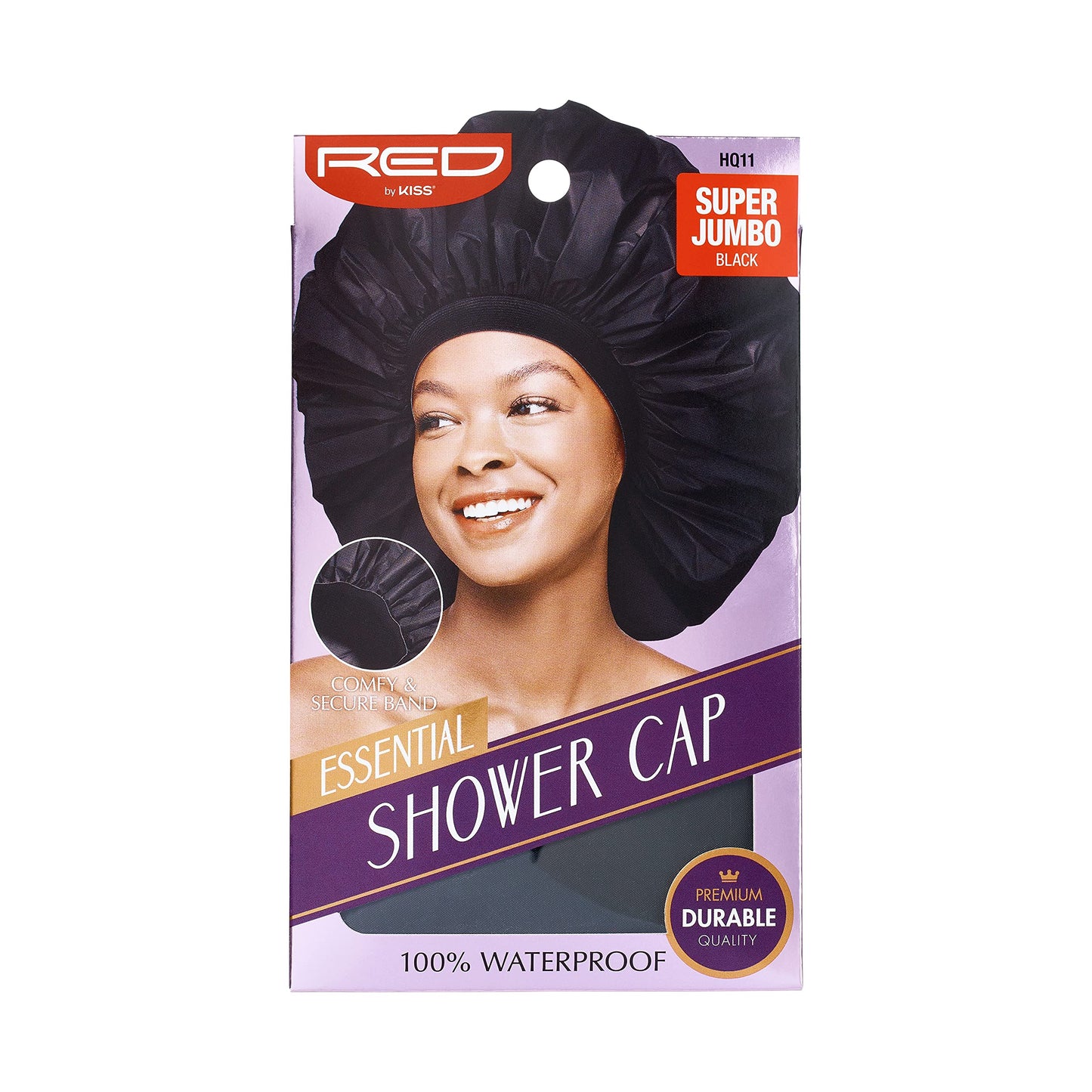 Red by Kiss Essential Super Large Waterproof Shower Cap, Reusable Caps with Elastic Band (Super Jumbo)