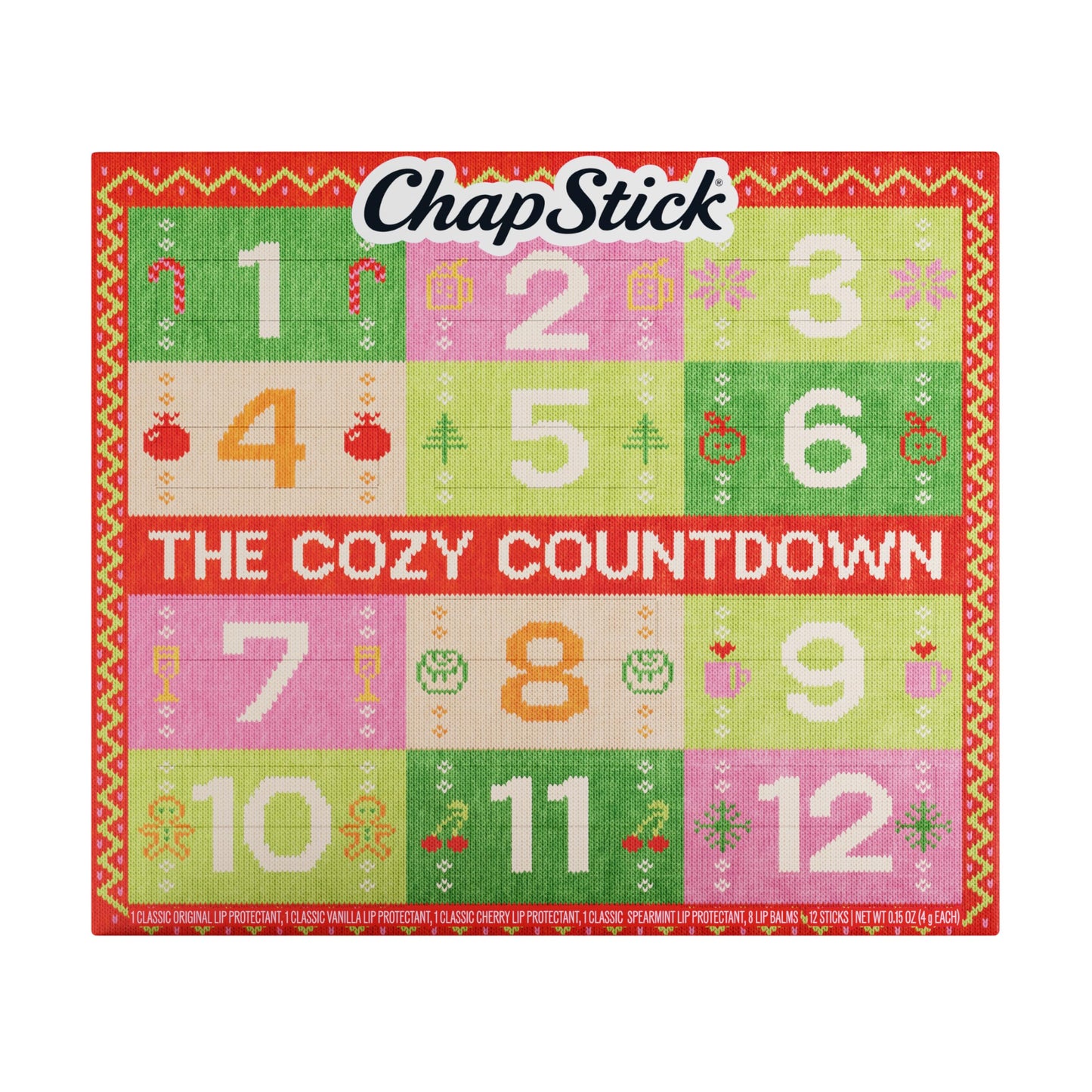 ChapStick Advent Calendar 2025 - Cozy Countdown to Christmas, Variety 12-Pack Lip Balm Gift Set, Holiday Gifts for Women, Men, Teens, Coworkers