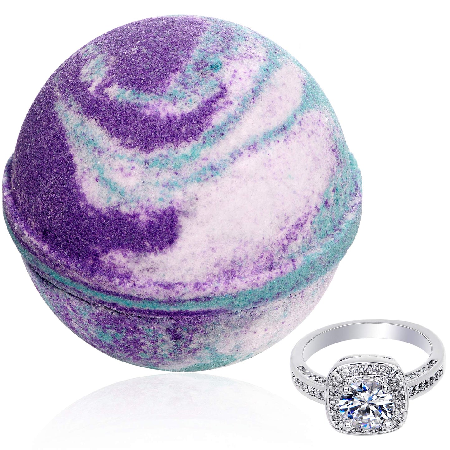 Bath Bomb with Surprise Ring Inside Mermaid Daydream Extra Large 10 oz. Made in USA (Ring Size 5)