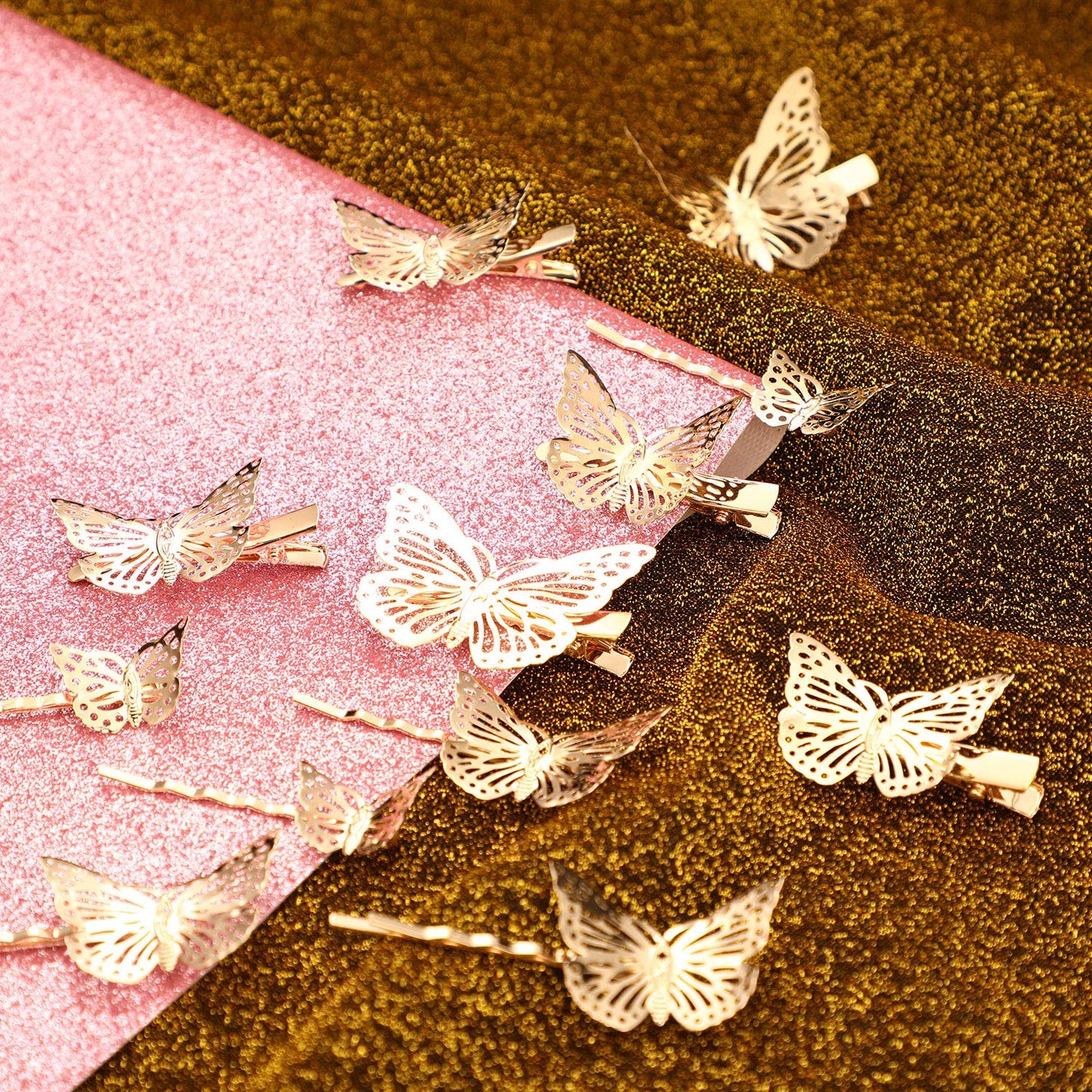24 Pieces Halloween Butterfly Hair Clips Metal Butterfly Hair Clamps Metallic Hollow Butterfly Hairpins Clips Hair Accessories for Women Girls