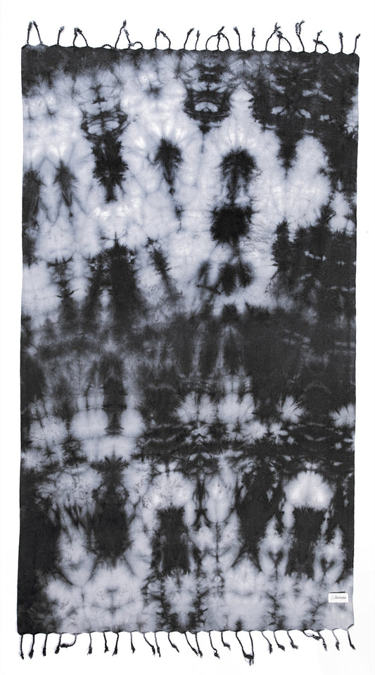 Bersuse 100% Cotton Trinidad Tie Dye Turkish Towel - 37x70 Inches, Black Grey