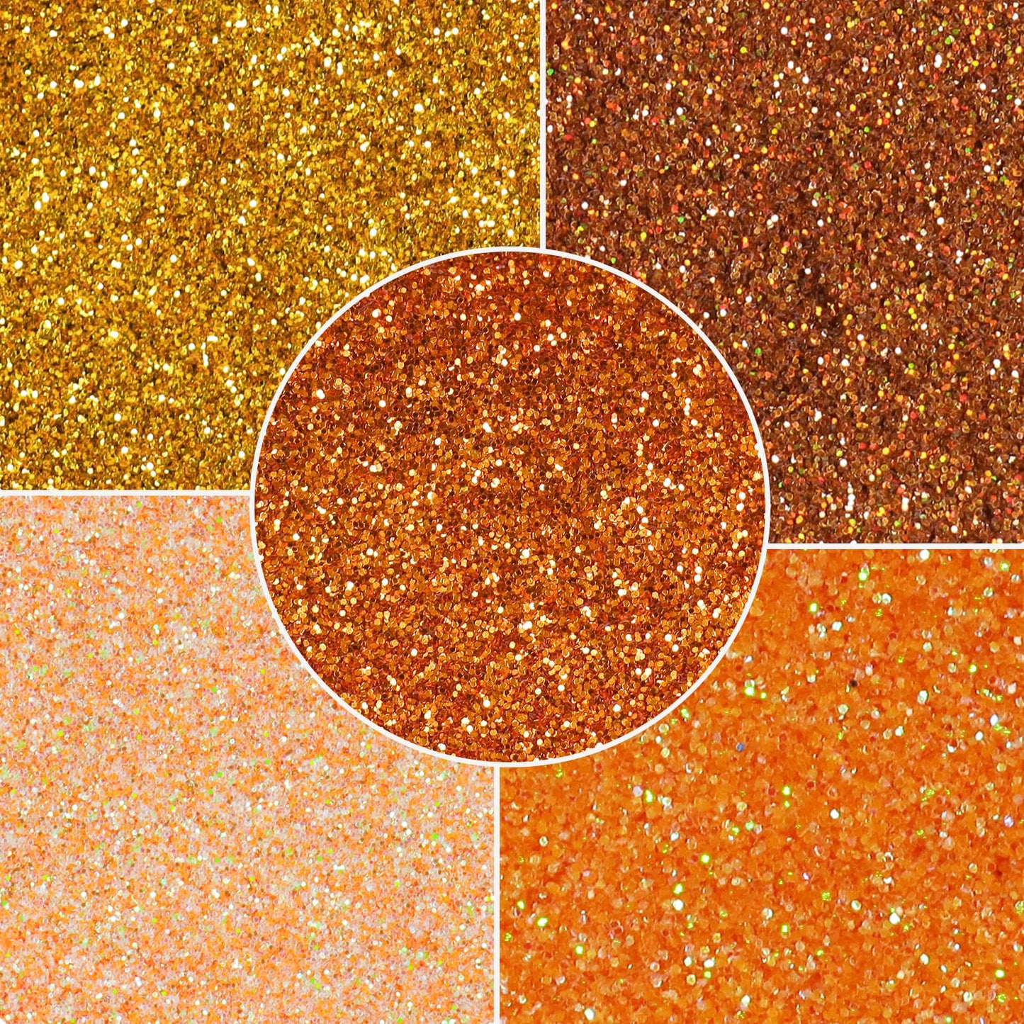 MARBLERS Cosmetic Grade Fine Glitter 5-Pack [Orange Day] 0.90oz (25g) | Non-Toxic | Vegan | Cruelty-Free | Eyeshadow, Nail Polish, Nail Art |