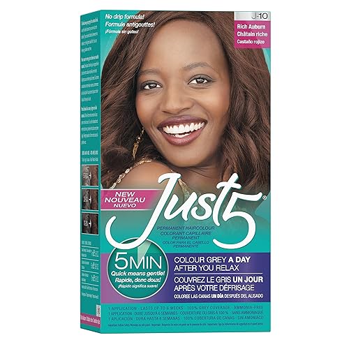 Just 5 Women's 5 Minute Permanent Hair Color with Conditioner, Grey Hair Coloring for Women - Rich Auburn