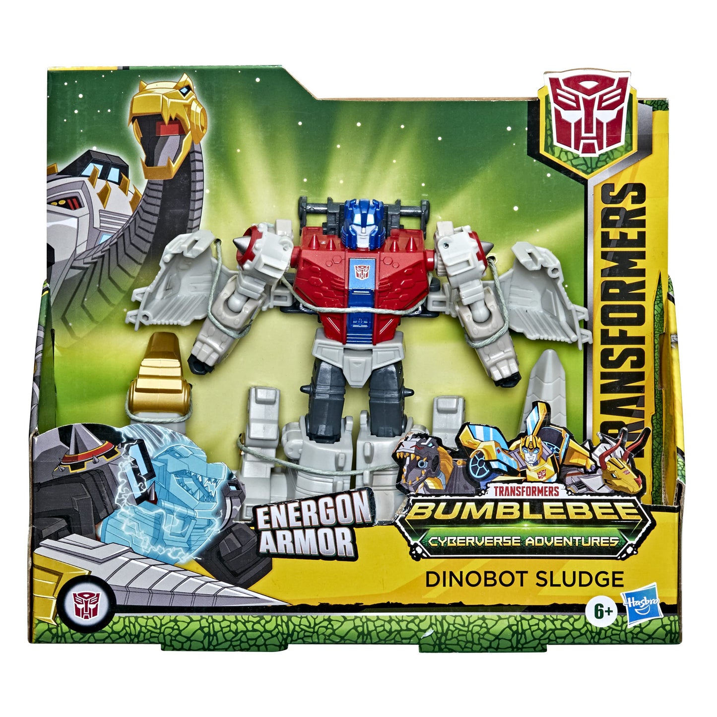 Transformers Toys Bumblebee Cyberverse Adventures Dinobots Unite Ultra Class Dinobot Sludge Figure, Energon Armor, Ages 6 and Up, 6.75-inch