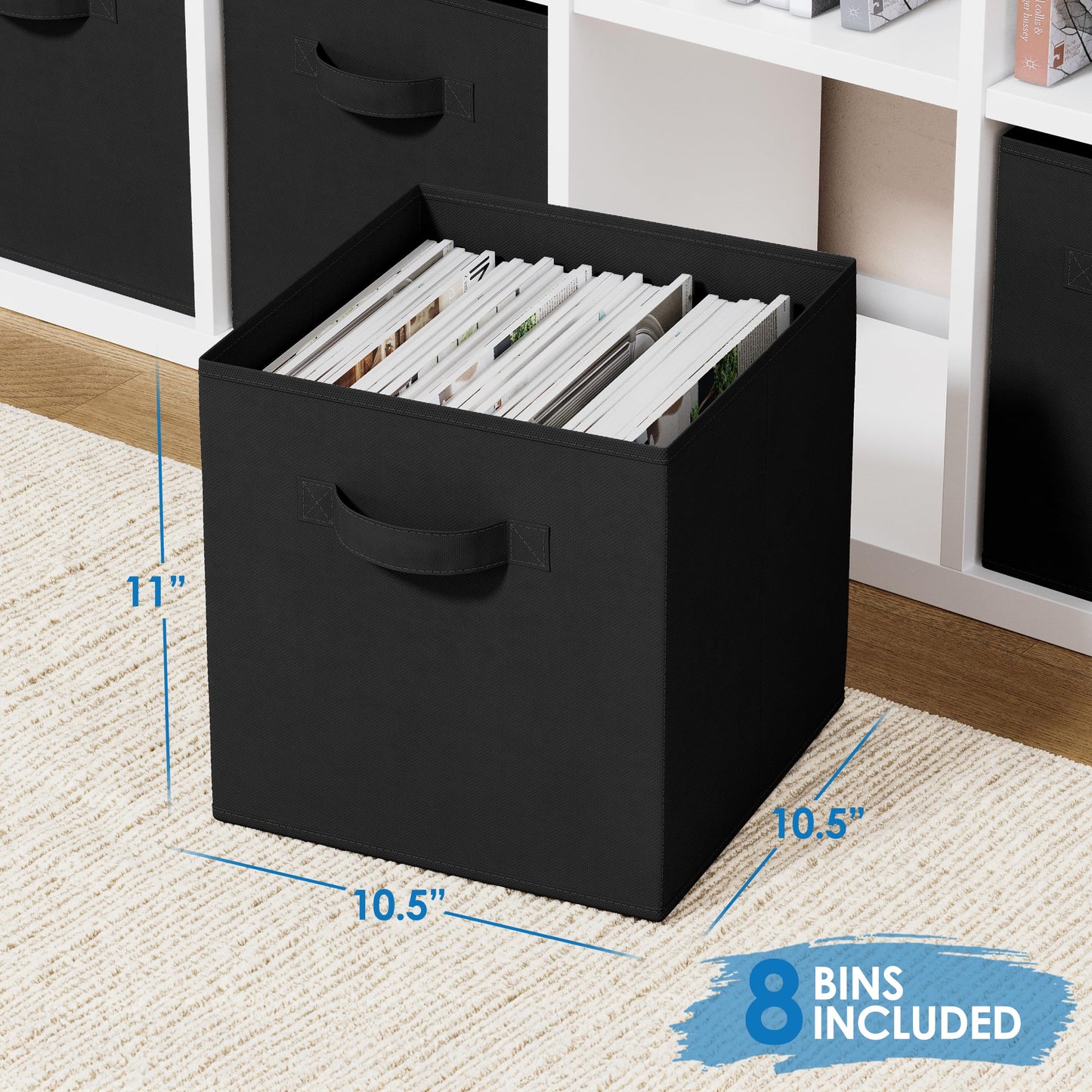 Royexe Storage Cubes Pack Of 8 - Standard Size Cube Storage Bin 10.5x10.5x11 With Dual Handles For Easy Carrying- Fabric Storage Bins Collapsible…