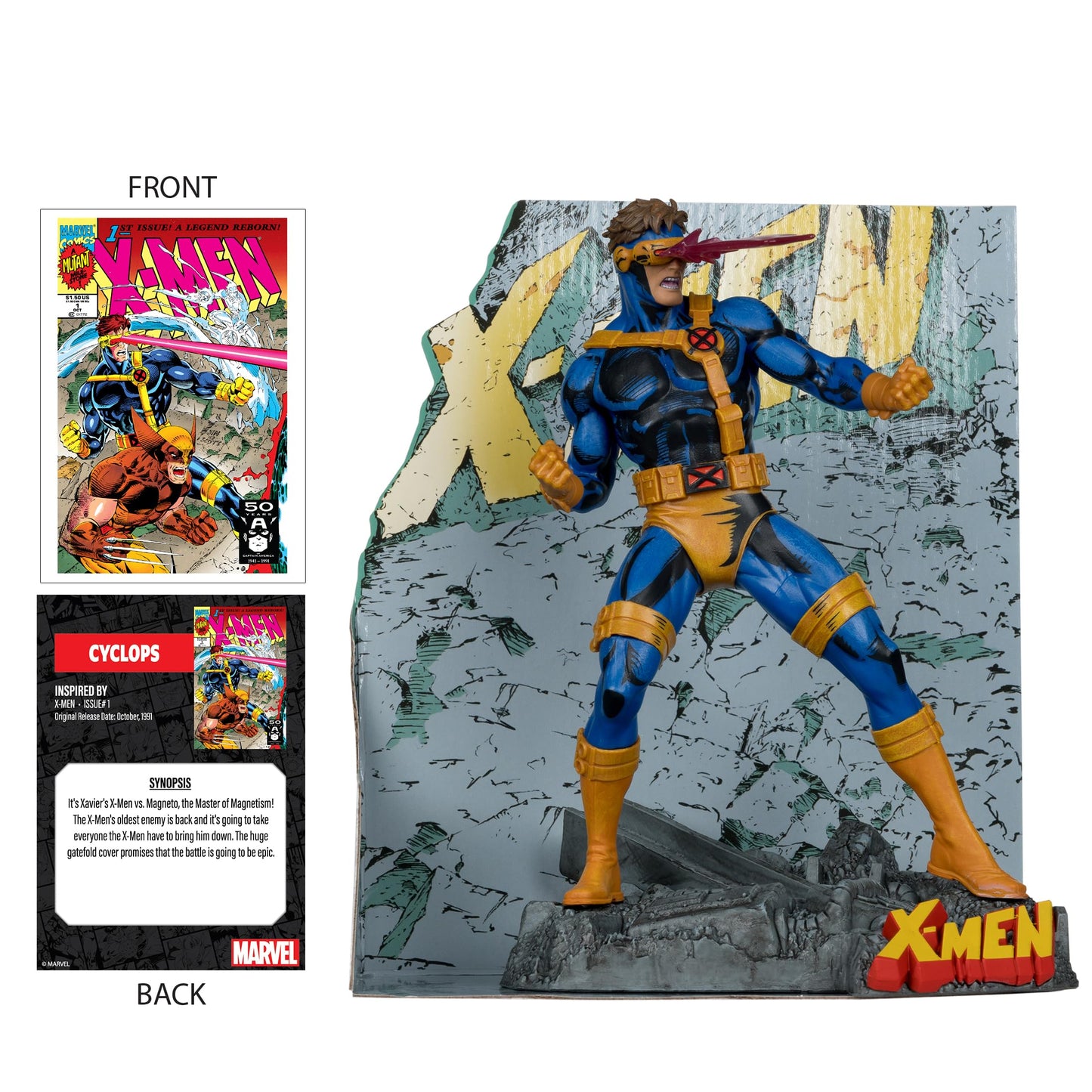 McFarlane Toys - Marvel Cyclops 1:10th Scale Collectible with Scene (X-Men #1)