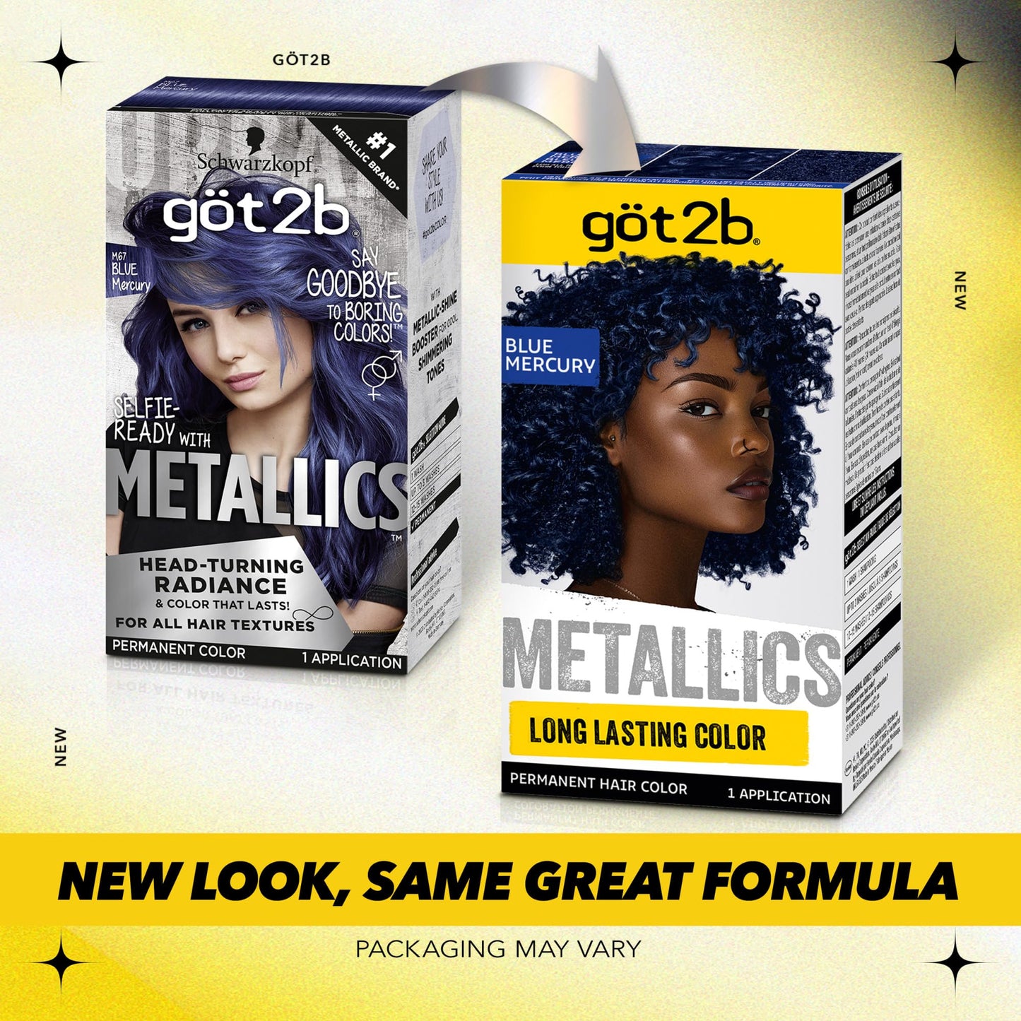 got2b Metallics Permanent Hair Dye, Blue Mercury M67, Hair Color for Women & Men, Formulated with Metallic-Shine Booster for Cool, Shimmering Tones