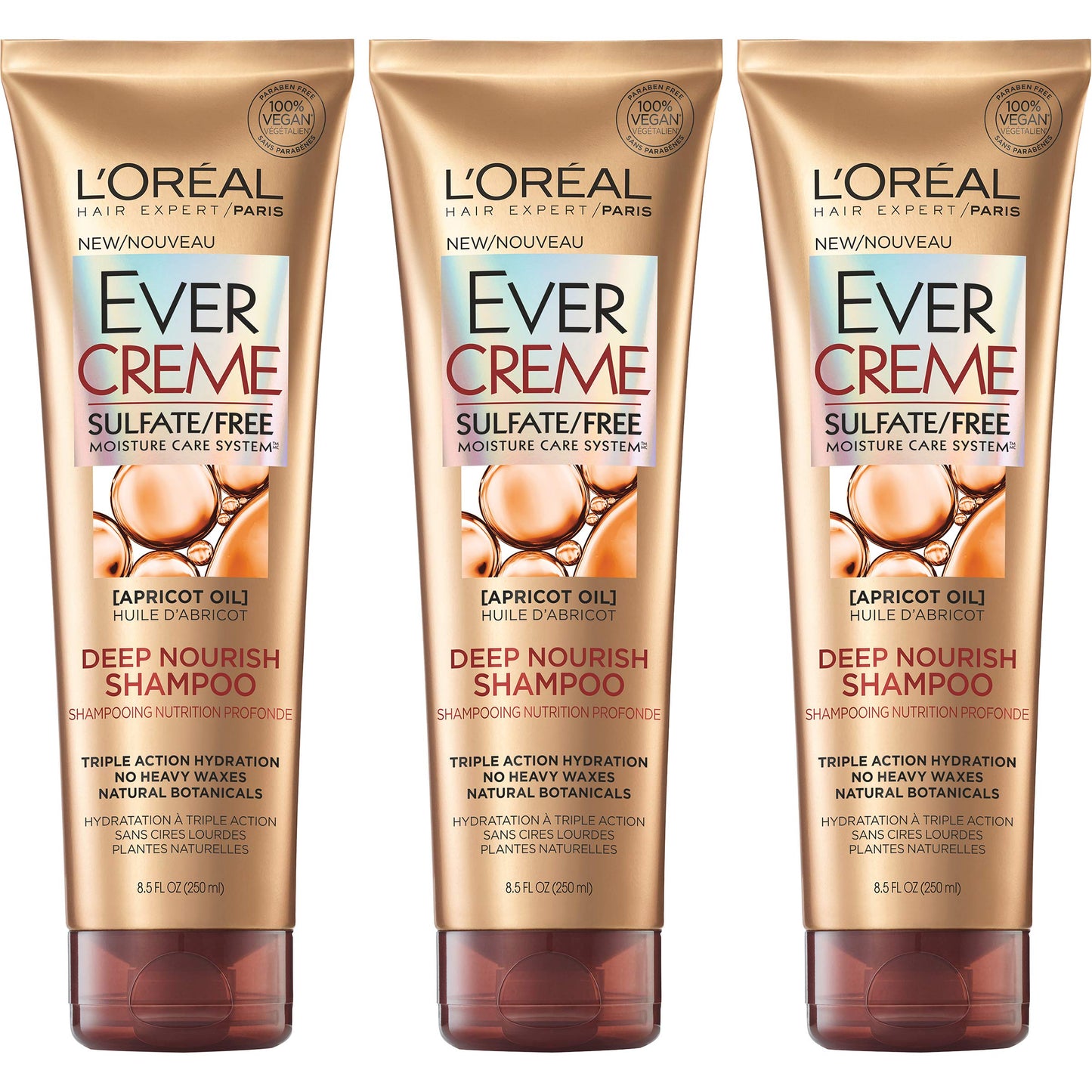 L’Oréal Paris Hair Care Evercreme Sulfate Free Deep Nourish Shampoo, 3 Count