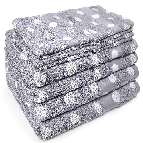Beachland Polka Dot Bath Towel Set - Reversible Terry Cloth- Soft Cotton - Super Absorbent and Fast Drying Towels - Fade Resistant - Eco-Friendly…