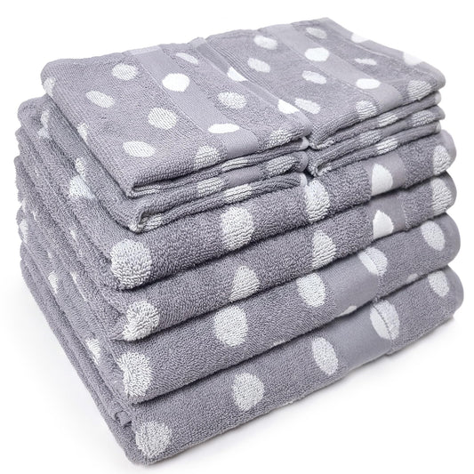 Beachland Polka Dot Bath Towel Set - Reversible Terry Cloth- Soft Cotton - Super Absorbent and Fast Drying Towels - Fade Resistant - Eco-Friendly…