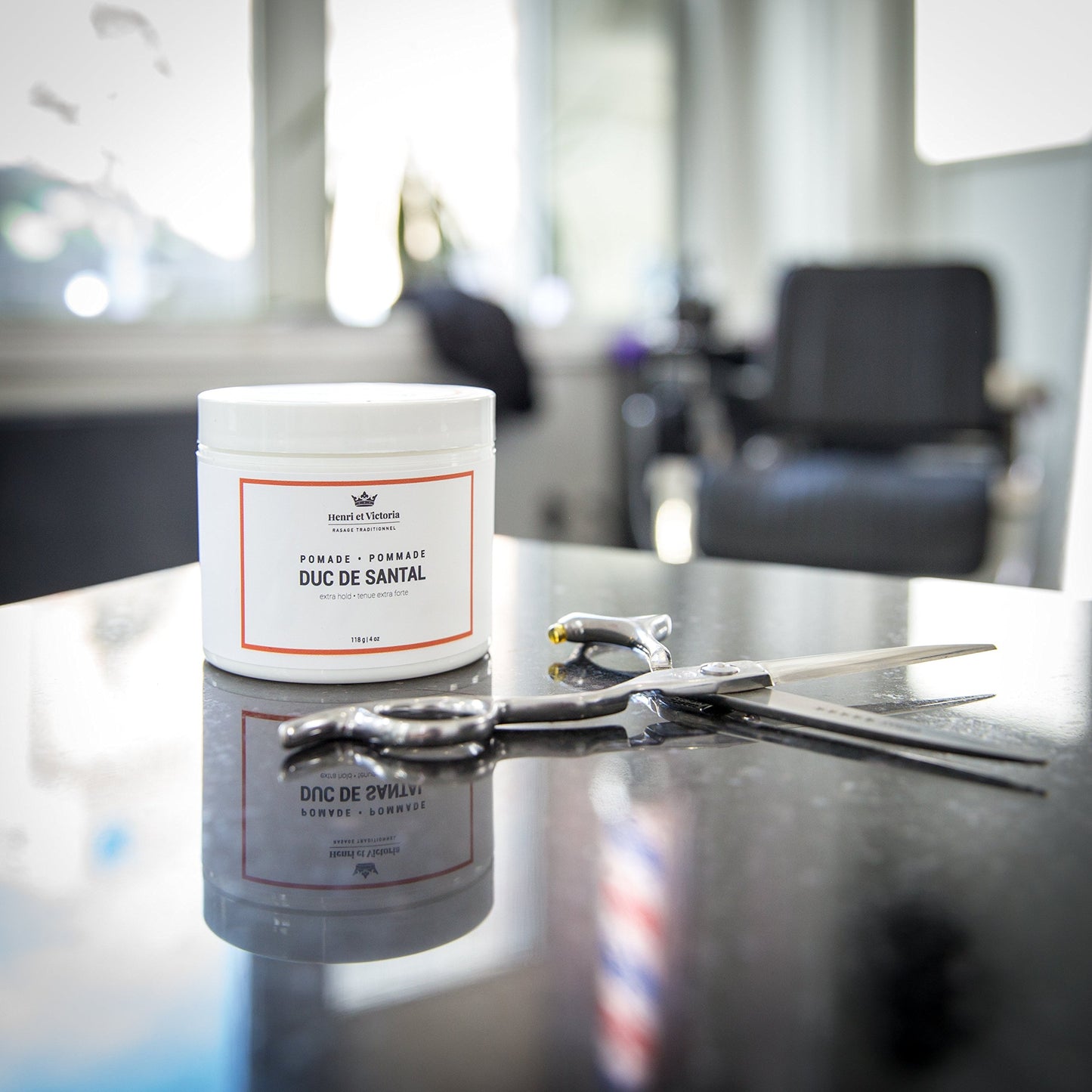 Duc de Santal Hair Pomade for Men for All Hair Styles - Strong Hold and Medium Shine, Water-Based Hair Styling Pomade, Adds Texture & Thickness