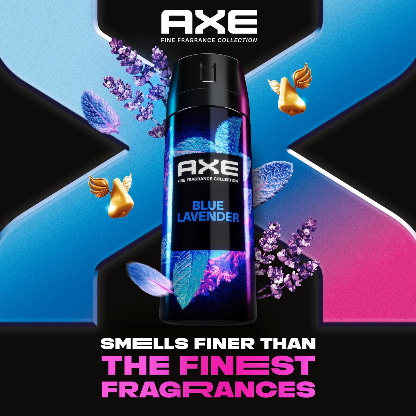AXE Fine Fragrance Collection Premium Deodorant Body Spray for Men Blue Lavender with 72H Odor Protection and Freshness Infused with Lavender, Mint