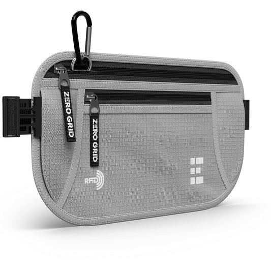 RFID Blocking Money Belt – Slim Hidden Travel Waist Pouch & Passport Holder for Cash, Cards & Documents, Water-Resistant