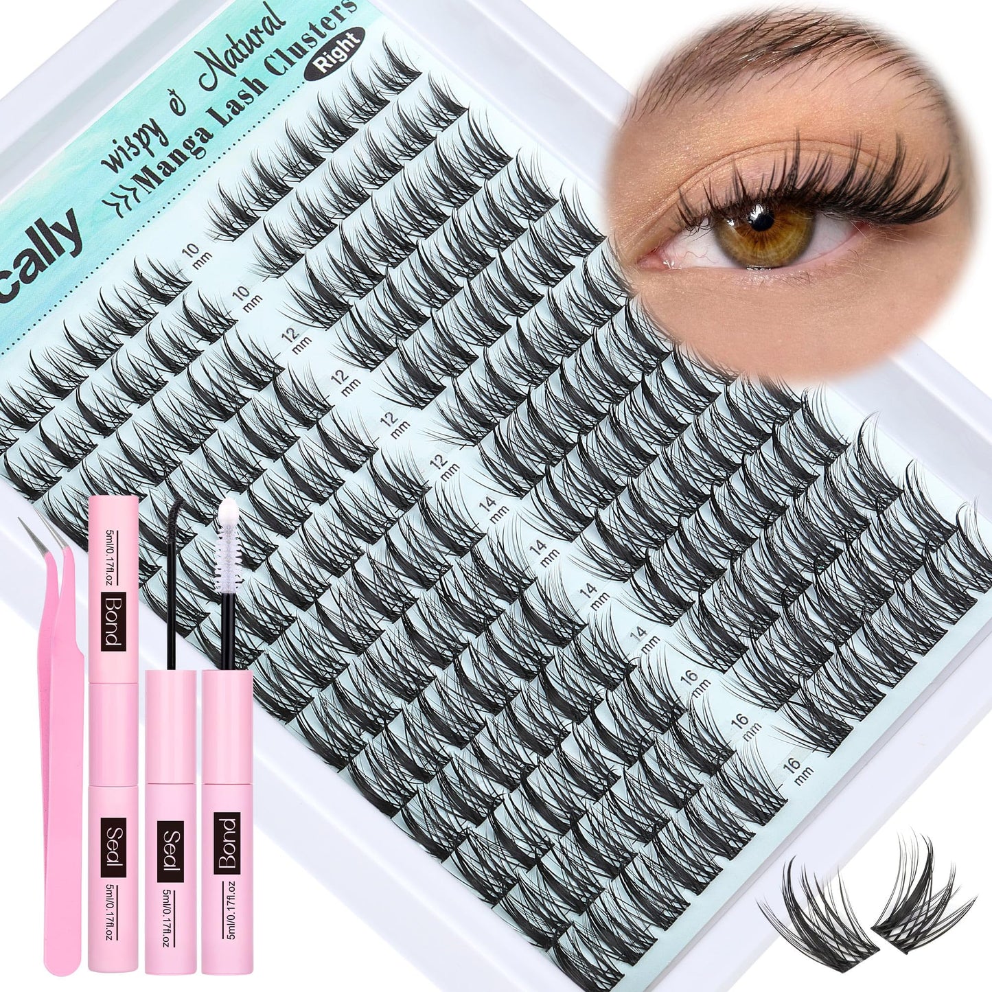 Lash Clusters Wispy Natural Look Eyelash Clusters Manga Cluster Eyelash Extensions 8-16MM Individual Lashes 8-16MM DIY Lash Extension Beauty and Personal Care Newcally Default Title