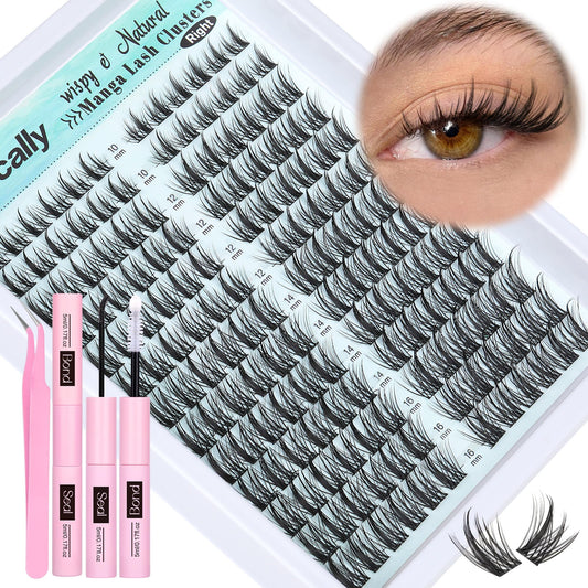 Lash Clusters Wispy Natural Look Eyelash Clusters Manga Cluster Eyelash Extensions 8-16MM Individual Lashes 8-16MM DIY Lash Extension Beauty and Personal Care Newcally Default Title
