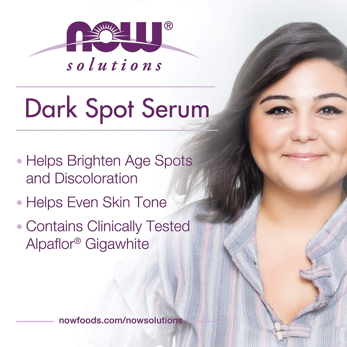 NOW Solutions, Dark Spot Serum, with ALPAFLOR® GIGAWHITE to Help Brighten Age Spots and Discoloration, 1-Ounce