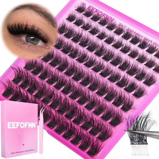 Self Adhesive Eyelashes Fluffy Self Adhesive Lash Clusters No Glue Eyelash Clusters Wispy Glueless Cluster Eyelash Extensions 10-16mm Individual Beauty and Personal Care Eefofnn Default Title
