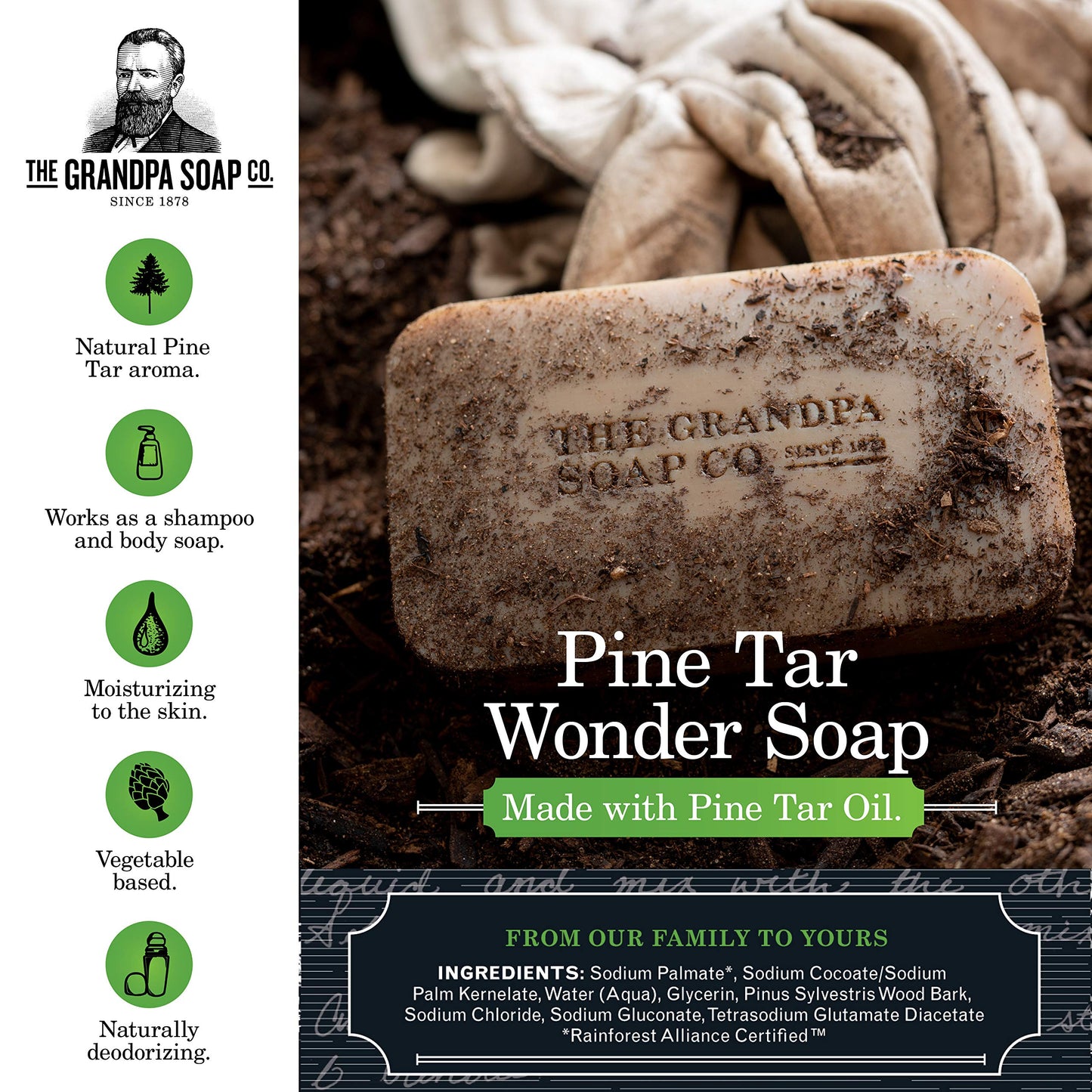 Grandpa's Brands Pine Tar Soap, 4.25 Ounce