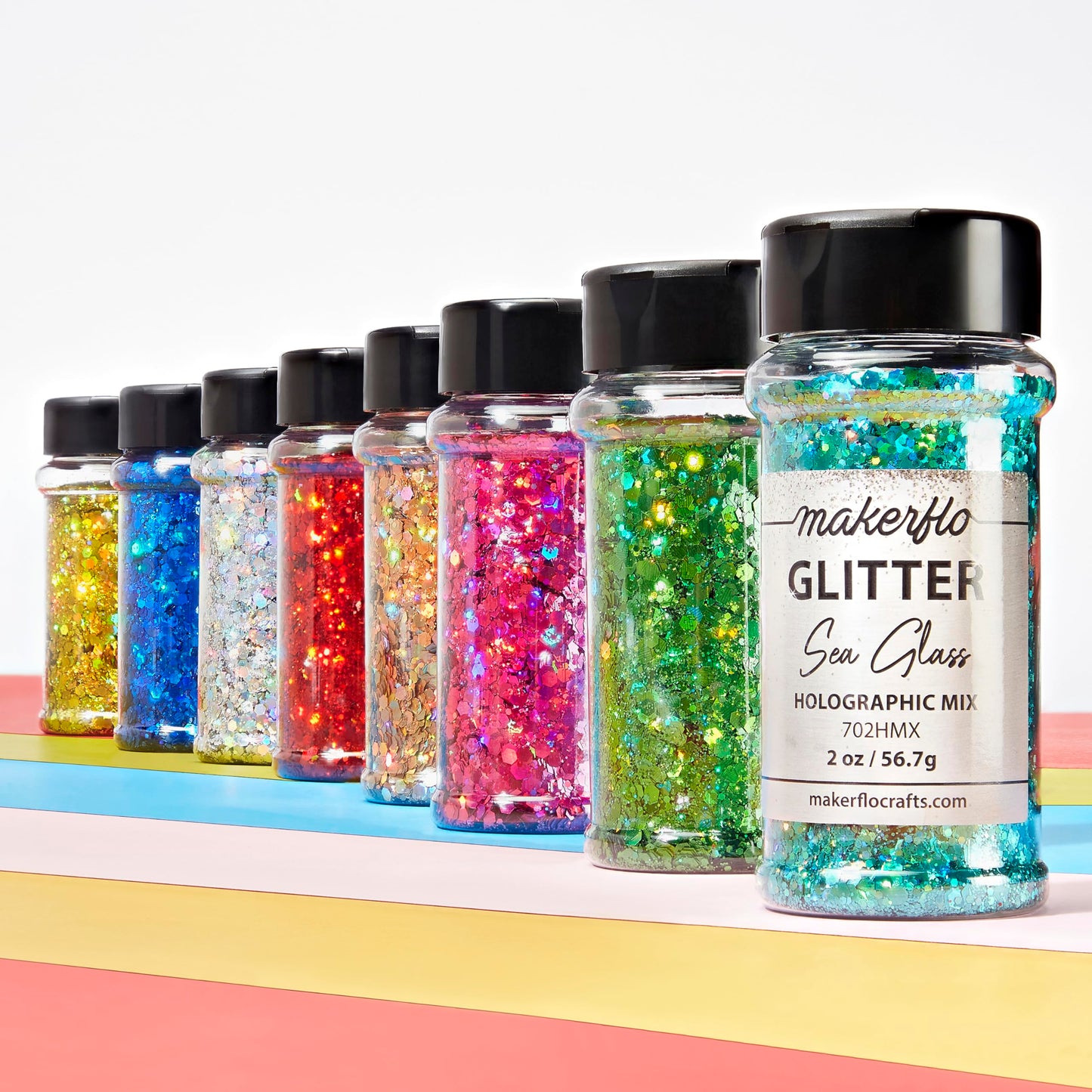 Makerflo Holographic Chunky Mix Glitter Variety Set. Iridescent Glitter for Resin Arts and Crafts, DIY Tumblers, Body Nail, Glitter for Any Crafts