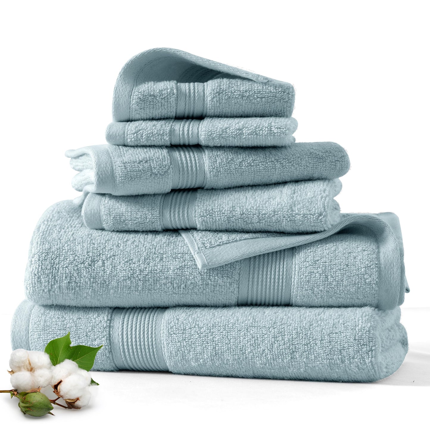 Lux Decor 6 Pack Bath Towel Set - 525 GSM 100% Cotton, Zero Twist Weave, Soft & Absorbent - 2 Bath Towels, 2 Hand Towels, 2 Washcloths, Bathroom…