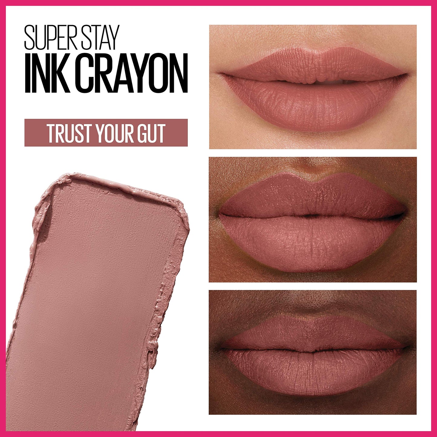 Maybelline Super Stay Ink Crayon Lipstick Makeup, Precision Tip Matte Lip Crayon with Built-in Sharpener, Longwear Up To 8Hrs, Trust Your Gut, Mauve