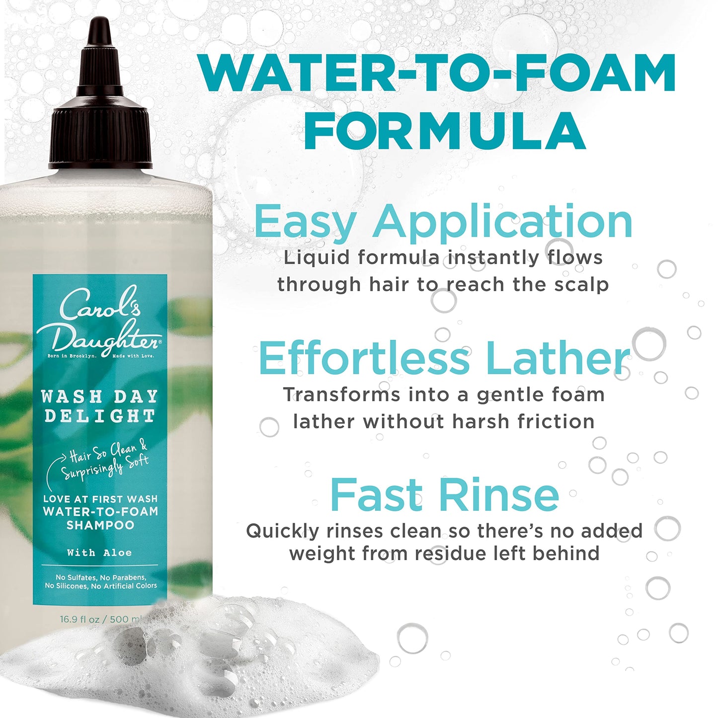 Carol’s Daughter Wash Day Delight Love at First To Foam Sulfate Free Shampoo with Aloe and Micellar Water, Paraben and Silicone Free, Micellar Shampoo