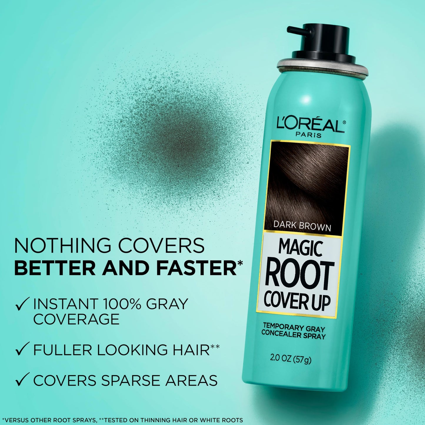L'Oreal Paris Magic Root Cover Up Gray Hair Spray, 100% Gray Hair Coverage with Buildable, Lightweight, Transfer-Resistant, and Temporary Formula