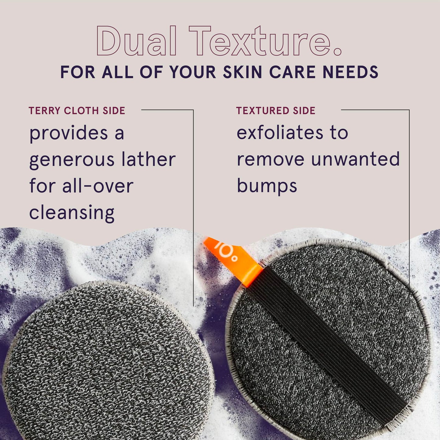 Cleanlogic Detoxify Purifying Charcoal Infused Exfoliating Body Scrubber, Dual-Texture Round Exfoliator Tool for Smooth, Clean Skin, Daily Skincare