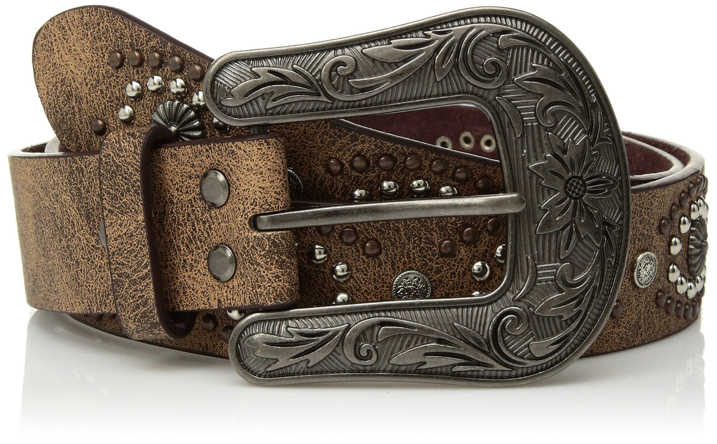 Nocona Belt Co. Women's Oval Center Stud Design Belt, Brown, Large