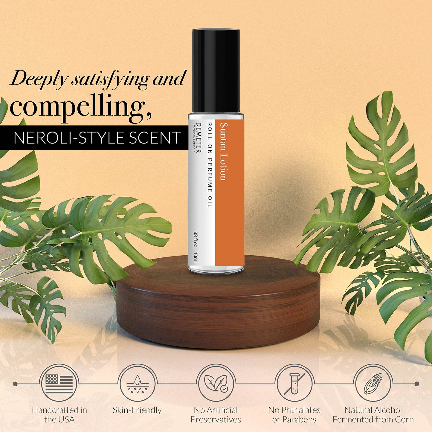 DEMETER Suntan Lotion Perfume Oil Roll on, .33 Oz, Long-Lasting