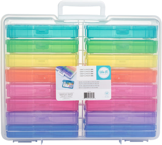 We R Craft & Photo Translucent Plastic Storage-15"X12"X5", W/16 Mini Cases