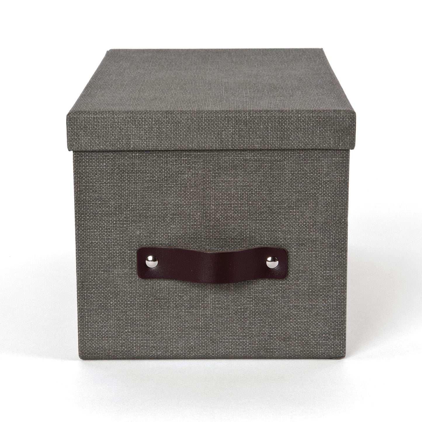 Bigso Silvia Organizational Storage Box with Leather Handle for Shelves and Stacks Easily - Durable and Decorative Storage Boxes with Lids - 5.9 in x…