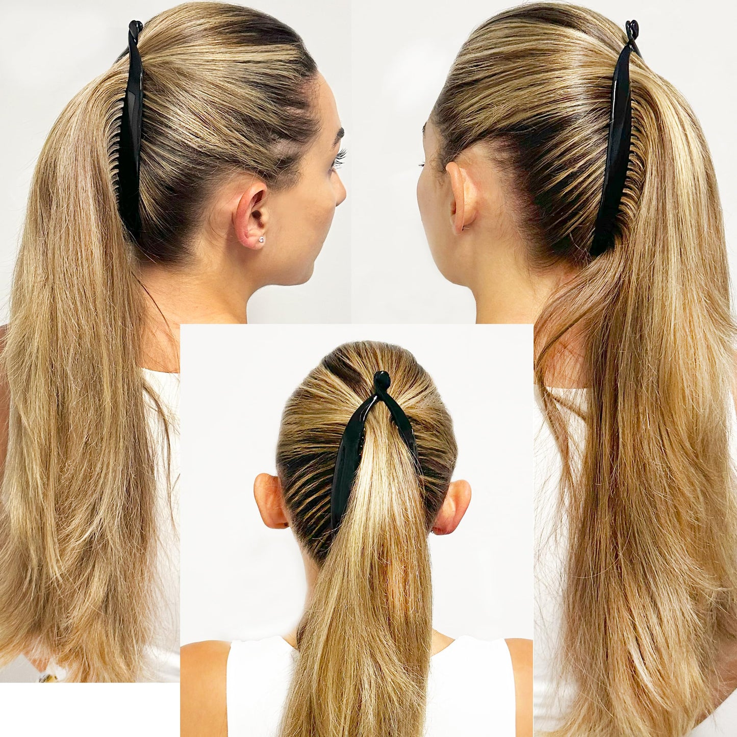 Camila Paris NV135 French Extra Large Banana Clip Hair Comb, Classic Banana Clips Hair for Thick Hair Ponytail Holder Interlocking Styling Clips