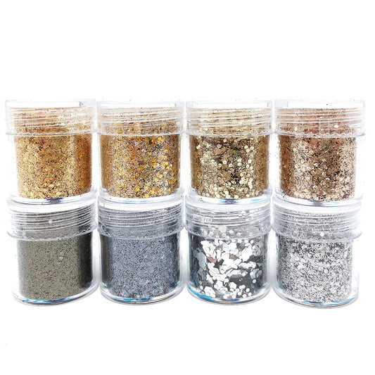 allydrew Chunky Glitter for Hair Face Makeup Nail Art Decoration (8 Colors), Gold & Silver Beauty & Personal Care allydrew