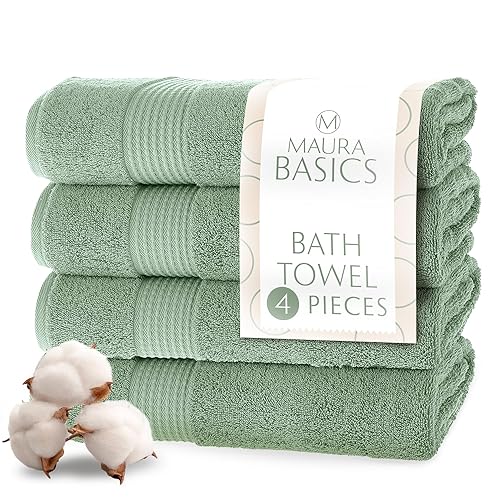 MAURA Basics Performance Bath Towels 100% Turkish Cotton with Hook Loops. Extra Large Luxury Absorbent Plush Towel Sets for Bathroom, Daily Use…
