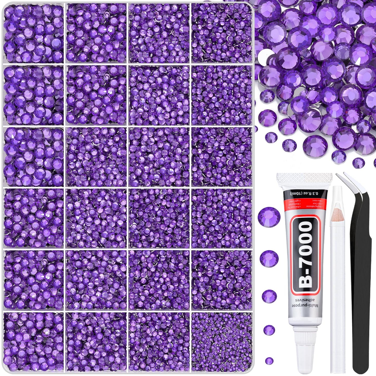 30000Pcs Dark Purple Rhinestones for Bedazzling with B7000 Jewelry Glue, Bedazzler Kit Flatback Gems, Resin Rhinestones for Crafting Crafts Clothing Beauty and Personal Care TINKRSTUFF Default Title