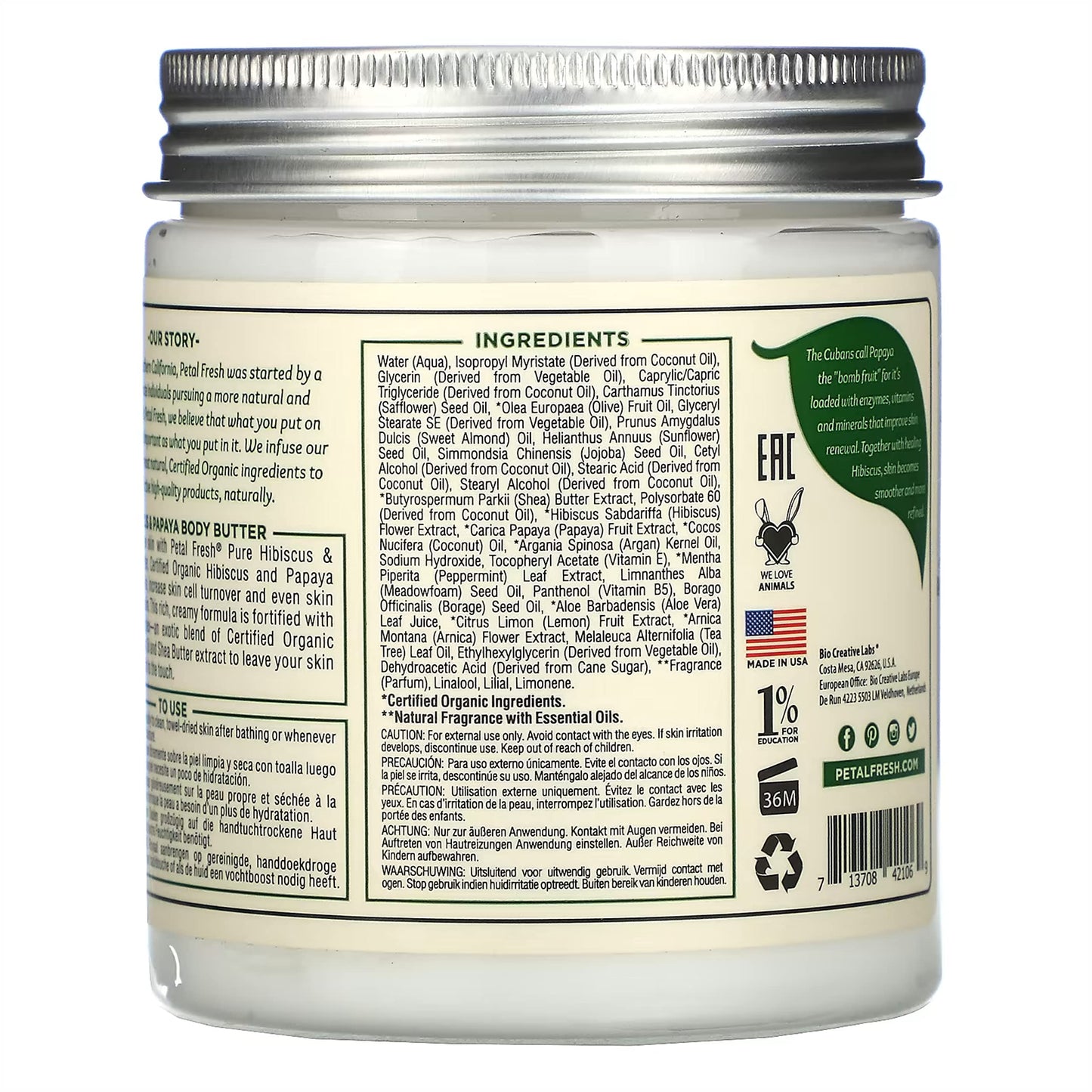 Petal Fresh Body Butter, Hibiscus/Papaya, 8 Ounce