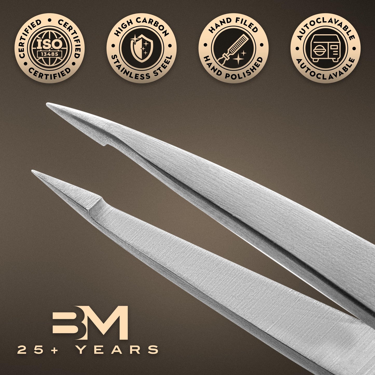 By MILLY Pointed Tweezers | High Carbon Stainless Steel Needle Nose | Fine Point Precision Hair Removal | Perfectly Aligned & Hand-Filed Sharp |