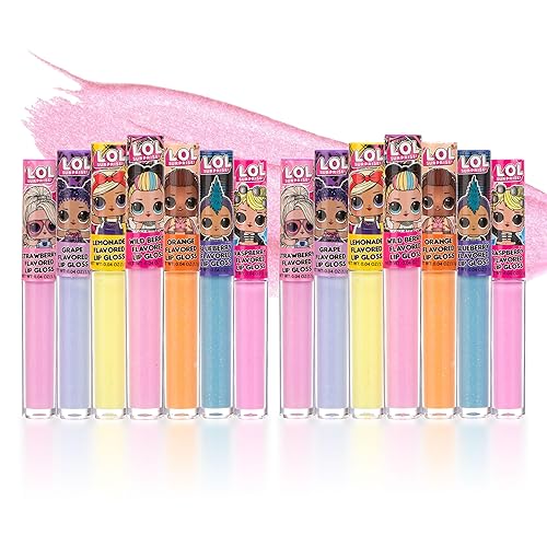 L.O.L Surprise! 14pc Lip Gloss for Girls, Lol Lip Gloss Set Value Pack, 14 Assorted Fruit Flavored Lip Glosses, Non Toxic, Kid Friendly, Party Favors
