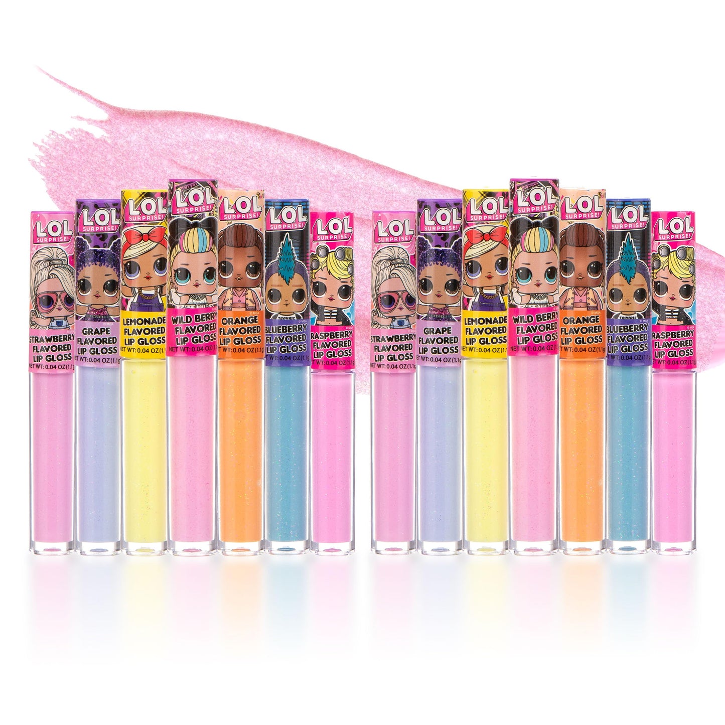 L.O.L Surprise! 14pc Lip Gloss for Girls, Lol Lip Gloss Set Value Pack, 14 Assorted Fruit Flavored Lip Glosses, Non Toxic, Kid Friendly, Party Favors