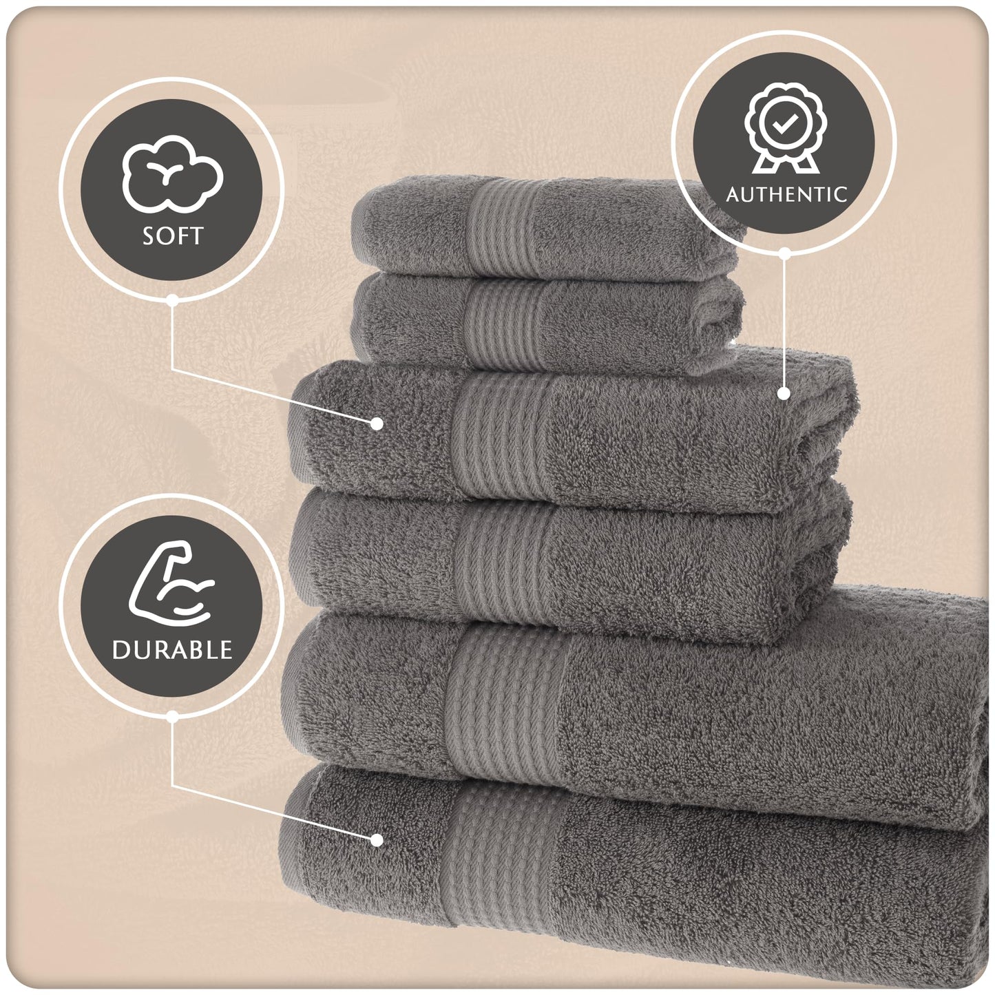 MAURA Basics Bath Towel Sets for Bathroom with Hanging Hook Loops. 2 Bath Towels, 2 Hand Towels, 2 Washcloths, Soft, Durable, Long Lasting…