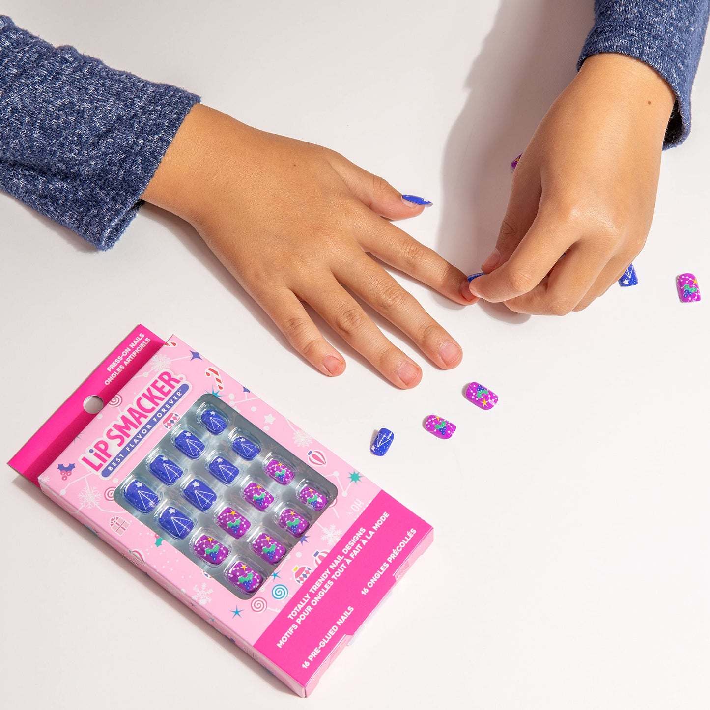 Lip Smacker Original & Best Holiday Press On Nails Stocking Christmas Gifts For Girls Kids